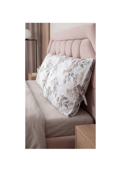 Okaliptüs Desenli Bağcıklı Yastık Kılıfı 50x70 Cm %100 Pamuk Dekoratif Yastık Kılıfı Bej - 909641241 Bej