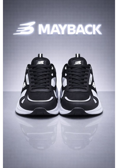 Mayback Erkek Günlük Ortopedik Sneaker Spor Ayakkabı Siyah Beyaz