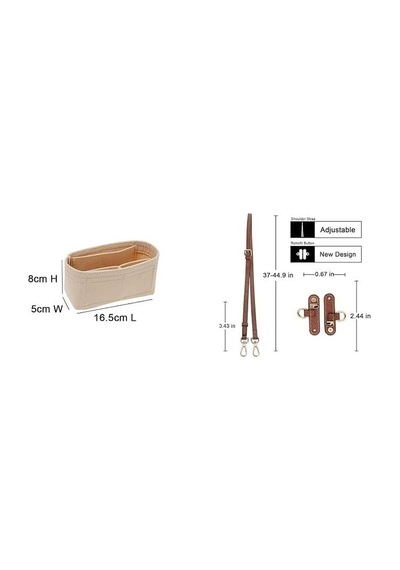 Ürün Başlığı: Bej Keçe Çanta Düzenleyici Ve Ayarlanabilir Askı Seti / Mini Organizer - 16.5x8x5 Cm