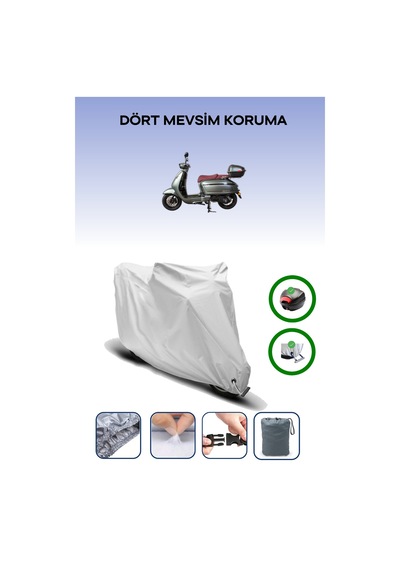 Gri Arka Çanta Ve Kilit Uyumlu Falcon Martini 125 Uyumlu Motor Brandası