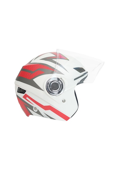 Gp Gx Mks005-Pwrg Şeffaf Vizörlü Motosiklet Yarım Kask Beyaz Kırmızı