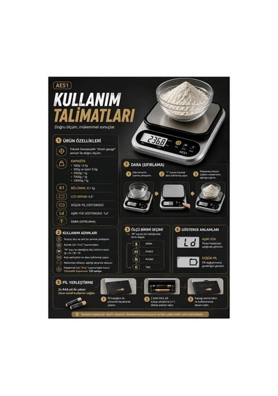 Dijital Mutfak Ve Kahve Tartısı Hassas Gram Terazisi Paslanmaz Çelik Lcd Ekran Çoklu Ölçüm G/oz 10 Kg Kapasite