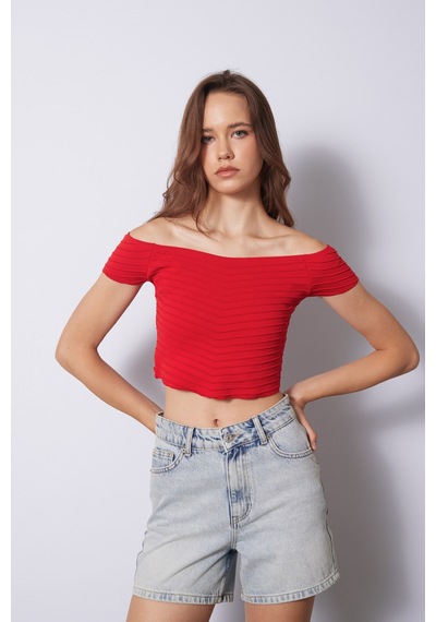 Triko Korse Top Kırmızı