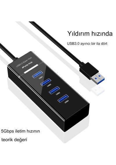 Portatif 4 Girişli Usb Çoklayıcı Usb Hub 3,0 Laptop Uyumlu