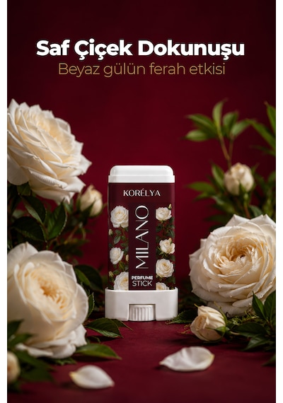 Stick Katı Parfüm Milano Beyaz Gül 15 G Çiçeksi Katı Parfüm