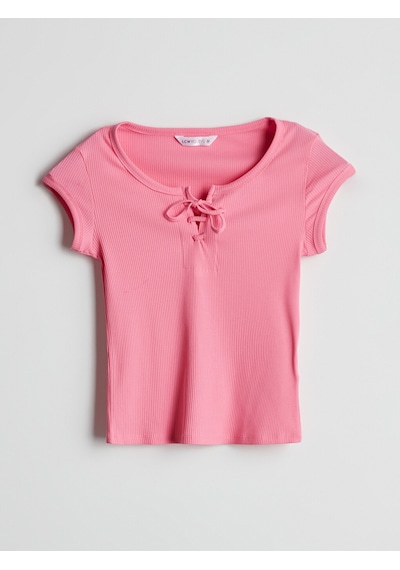 Lcw Young Pembe Bağlamalı Yaka Kadın Şortlu Pijama Takımı