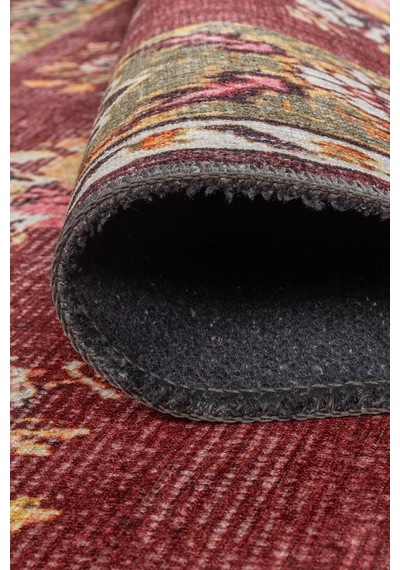 Artloop Relic Bordo Vintage Çiçek Desenli Dokuma Tabanlı Şönil Halı Al 556