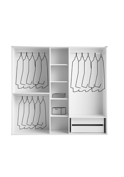 Pema Home Peri %100 Mdf Membran 5 Kapaklı Dolap Gardırop Beyaz