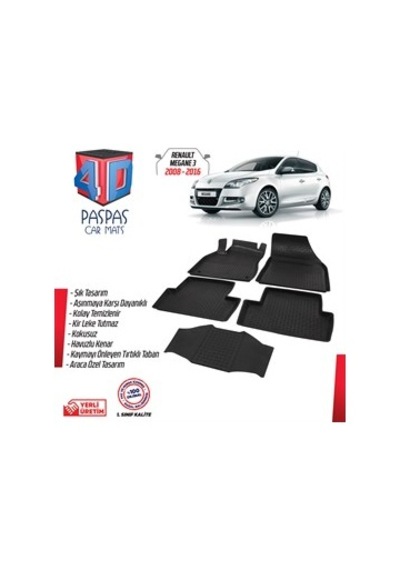 Ekiciler Renault Megane 3 4D Havuzlu Paspas 2010-2016