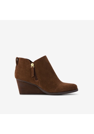 10023545 Hot Cocoa Suede Bot Kadın 10023545 Toms Goldie Wedge Ankle Bootie
