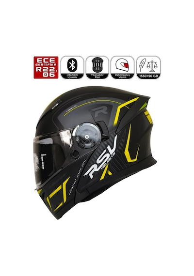 Fr-965 Durcan Yellow Motosiklet Kaskı Çene Açılır Güneş Vizörlü Motorcu Kask Çok Renkli
