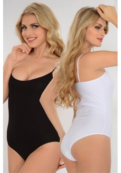 Kadın Siyah Pamuk Ip Askılı Kancalı Body Zıbın 6 Lı 001