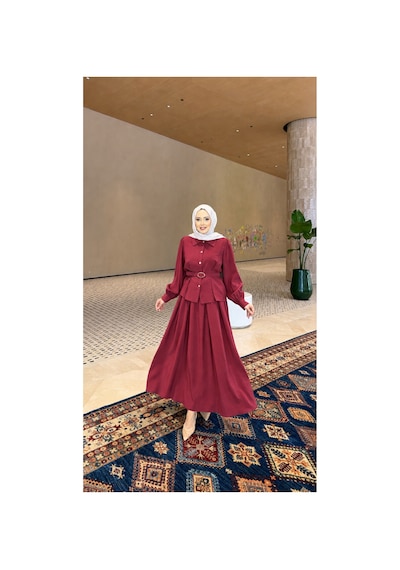 Riella Butik Cherny Etekli Takım Kırmızı