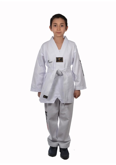 Haşado Taekwondo Beyaz Yaka Fitilli Acemi Elbise Beyaz