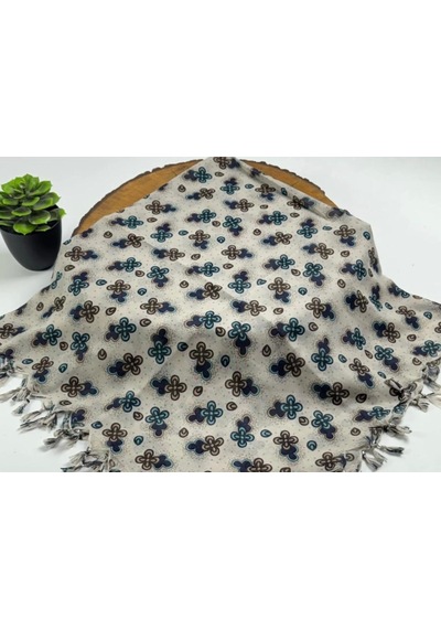 Beyce Cotton Sökme Boncuklu Desenli Tülbent 06440 Krem