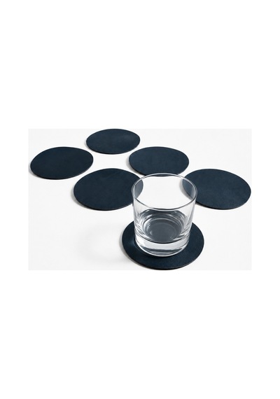 10 Cm Çap Siyah Deri Bardak Altlığı 6 Lı Set Dekoratif Masa Koruyucu Diğer