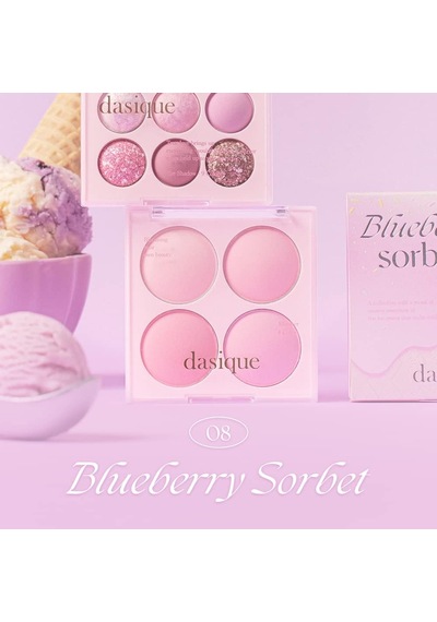 Karıştırılabilir Renk Tonlarına Sahip 4lü Allık Blending Mood Cheek 08 Blueberry Sorbet Çok Renkli