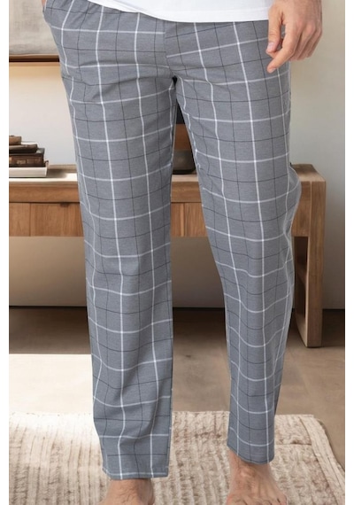 Mecit 3003 Erkek Gri Ekoseli Tek Pijama Altı 001