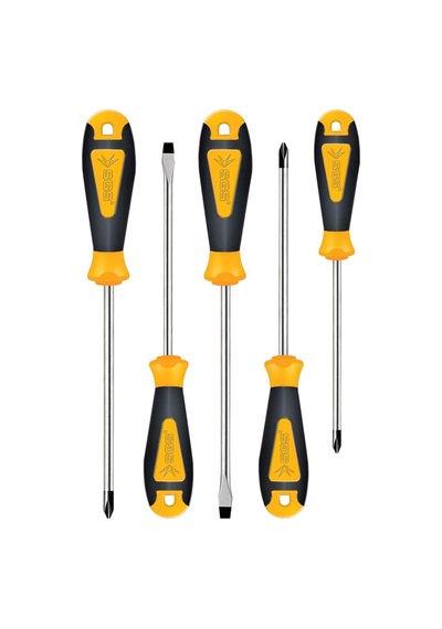 Sgs Soft Series Tornavida Seti, Chrome Vanadium, 5 Parça, Cr-v, Sarı Siyah, Model Sgs1645