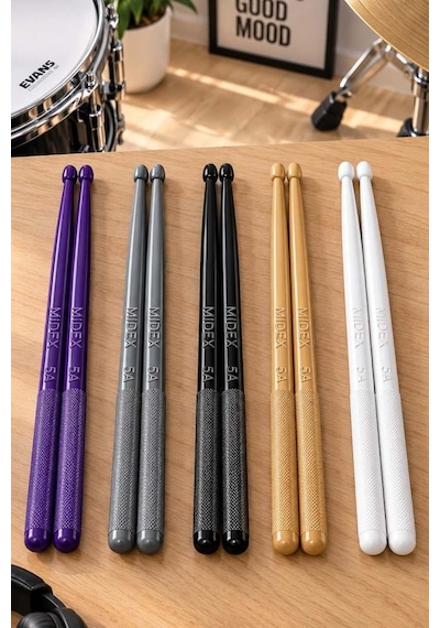 Midex Gfk-901-5x Pro 5a Profesyonel Kırılmaz Baget Fiber Karbon Drumsticks Bateri Bageti 5 Çift, Tüm Renkler