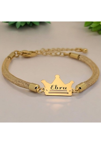 Archin Ebru İsmine Özel 14 Ayar Altın Plakalı Hasır Kordonlu Taç Figürlü Hediye Bileklik-464isim Ebru Archin Ebru İsmine Özel 14 Ayar Altın Plakalı Hasır Kordonlu Taç Figürlü Hediye Bileklik-464isim Ebru