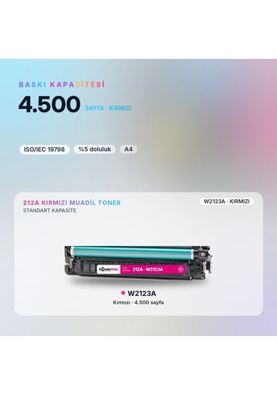 Hp 212a W2123a Kırmızı Uyumlu Toner - Çipli / Color Laserjet Enterprise M554 / M555 / Mfp M578