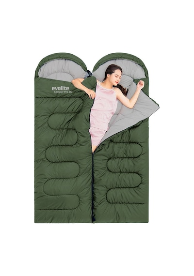 Evolite Camper Pro SQ Birleştirilebilir Haki Uyku Tulumu 2 Kişilik Çok Renkli