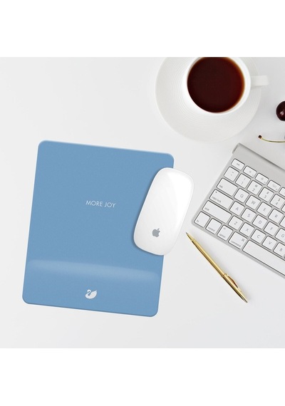 Mavi More Joy Yazılı Bilek Destekli Dikdörtgen Mouse Pad Mouse Altlık Mousepad