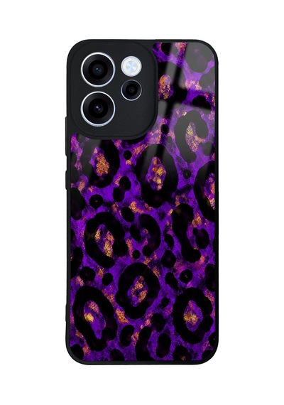 Oppo Reno 15f Purple Leopar Tasarımlı Glossy Telefon Kılıfı Mor