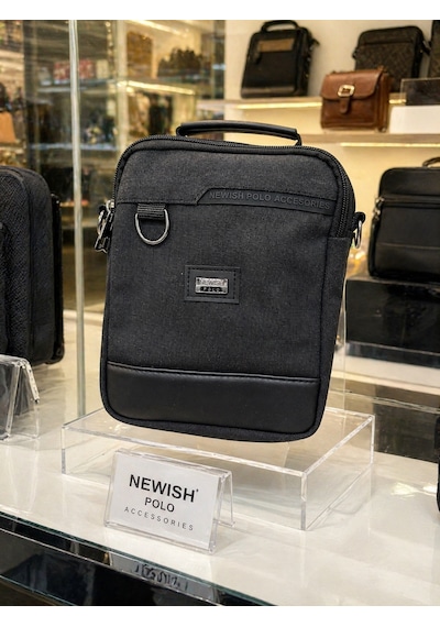 Newish Polo Kanvas Postacı El Ve Omuz Çantası-ortaboy Siyah