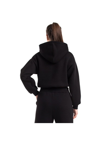 Caya Kadın Ekru Renk Kapüşonlu Crop Kesim Sweatshirt Cy84196 Beyaz Siyah