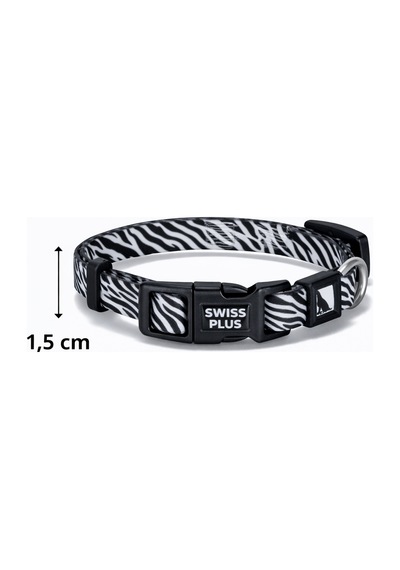 Swissplus Urban Paws Zebra Noir Recycled Köpek Tasması - 15 Mm Beyaz - Siyah