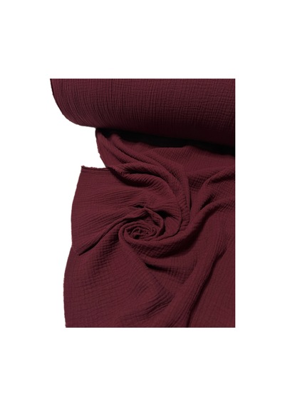 %100 Pamuk Çift Katlı Müslin Kumaş Elbiselik En 140 Cm 4000 -16 Bordo