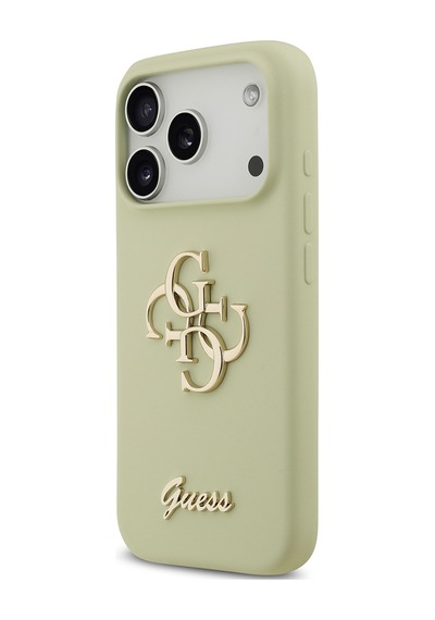 Apple Uyumlu iPhone 17 Pro Kılıf Guess Lisanslı Grained Yazı Logolu Kapak Yeşil