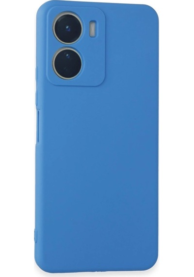 Vivo Y16 Kılıf First Silikon - Mavi Düz Renkli