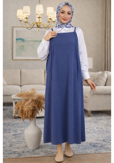 Elmoda Kadın Indigo Ayarlanabilir Ip Askılı Jile Elbise Indigo Indigo