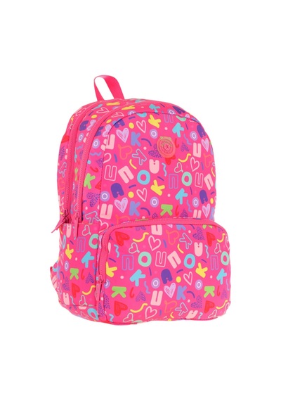 Kaukko Kız Çocuk Kalp Ve Kaukko Baskılı Pembe Okul Çantası - Üç Bölmeli - K1783 Pembe