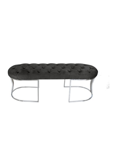 VİEGO SILVER GRİ-Kapitoneli Model Puf&Bench&Koltuk-Oturak-Uzun Makyaj Puff-Yatak Odası Ucu&Önü