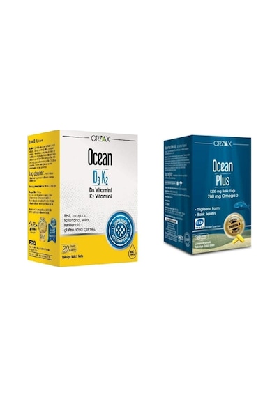 Ocean D3k2 20 Ml Damla+ Ocean Plus 1200 Mg 30 Kapsül Limon Aromalı Balık Yağı