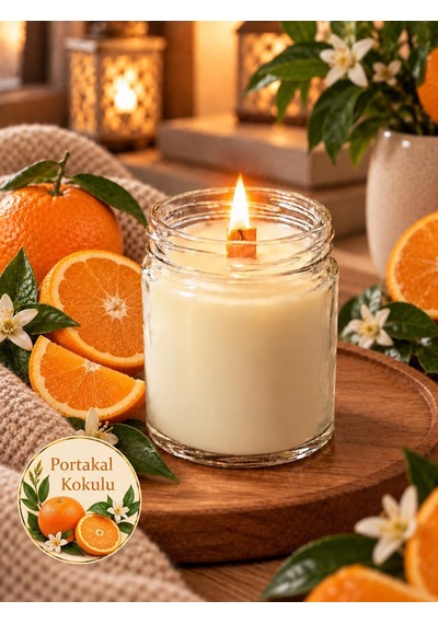 210 Ml Kokulu Mini Kavanoz Mum - Portakal Diğer