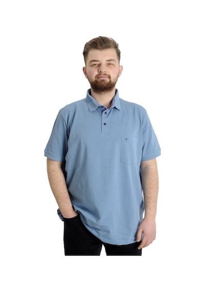 Mode Xl Battal Beden Erkek Tshirt Polo Yaka Cepli Klasik Pike 20552 Mavi 001