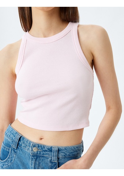 Koton Crop Atlet Halter Yaka Fitilli Slim Fit Pembe 5sal30083ık Gül