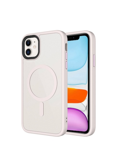 Zore İphone 11 Kılıf Mat Arka Yüzey Wireless Şarj Özellikli Ogaa Flet Magsafe Kapak - Pembe