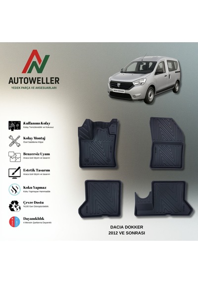 Dacia Dokker 2012 Sonrası Uyumlu Havuzlu Oto Paspas