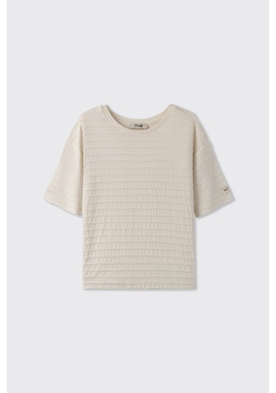 Panço Erkek Çocuk Kısa Kollu T-shirt İndigo Bej