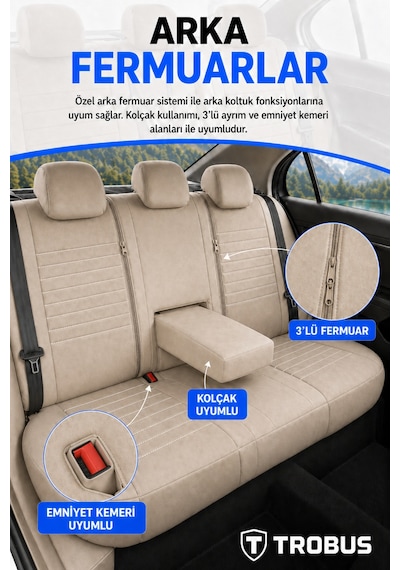 Volvo V40 2012-2019 Uyumlu Apex Serisi Bej Oto Koltuk Kılıfı