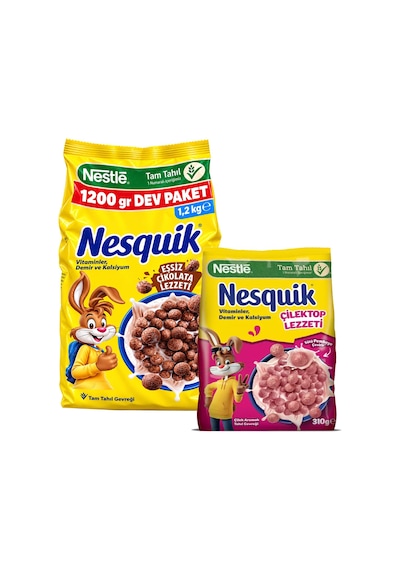 Nesquik Kakaolu Tahıl Gevreği 1200 Gr Ve Çilektop 310 Gr 2 Li Paket