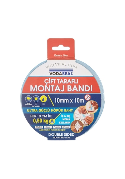 Vodaseal Çift Taraflı Montaj Bandı, 10mmx10mt