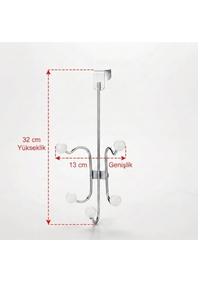 Orret Home 5 Kancalı Tekli Amerikan Kapı Arkası Krom Askılık Kapıya Asılabilir Metal Askı, Kapı Üstü Askılık, Bornoz Havlu Çanta Askısı, Parlak Krom Organizer Krom 50cm