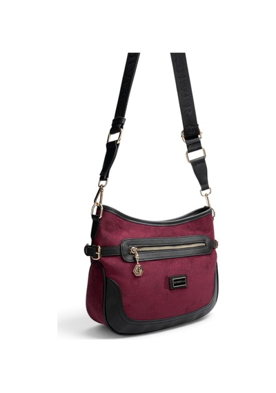 Silver & Polo Silver Polo Bordo - Siyah Süet Kadın Çapraz Çanta Sp1296